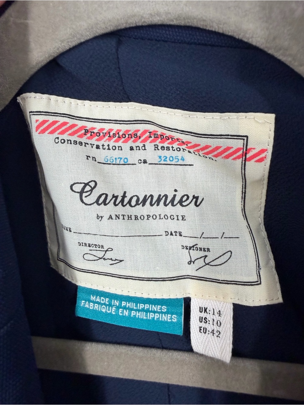 Anthropologie Cartonnier Navy Tie Sleeve Blazer - Picture 2 of 7